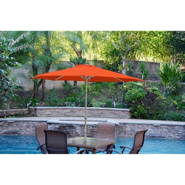 Propation 9 ft. Aluminum Patio Market Umbrella Tilt with Crank - Orange Fabric & Grey Pole PR1081286